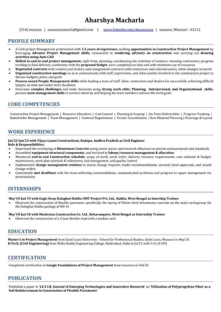 Aharshya Macharla - Project Mgmt.