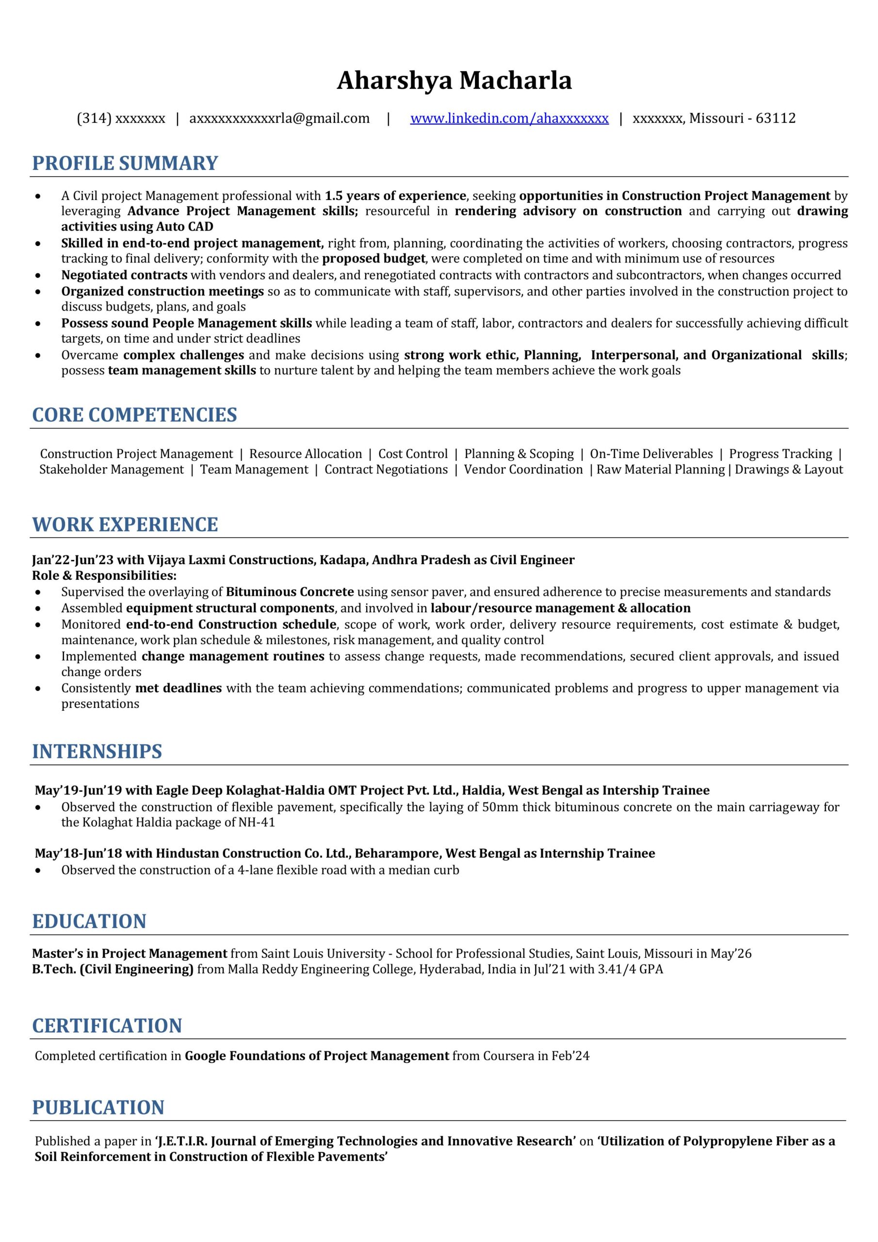 Aharshya Macharla - Project Mgmt.